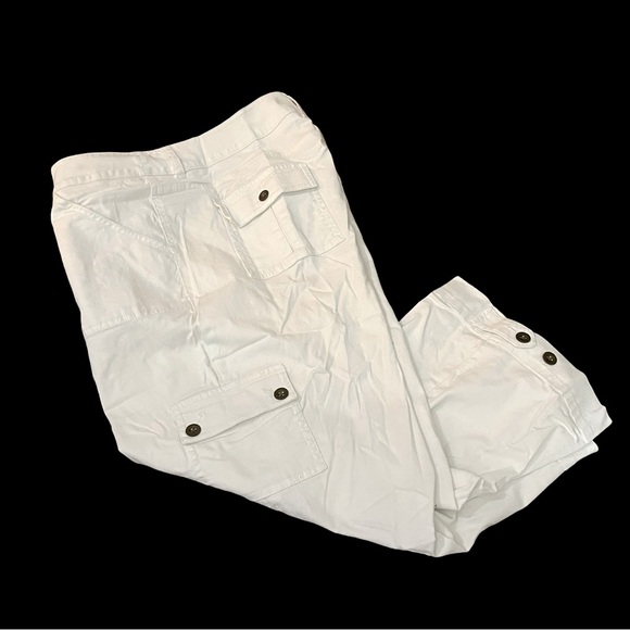 Westbound white Utility Cargo pants cropped size 14 cotton spandex five pocket - Picture 3 of 16